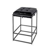 Butler Specialty 26 in. Seat Height Leather and Iron Backless Counter Height Stool with Footrest