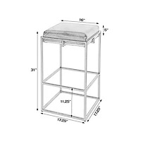 Butler Specialty 31 in. Seat Height Leather and Iron Backless Bar Height Stool with Footrest