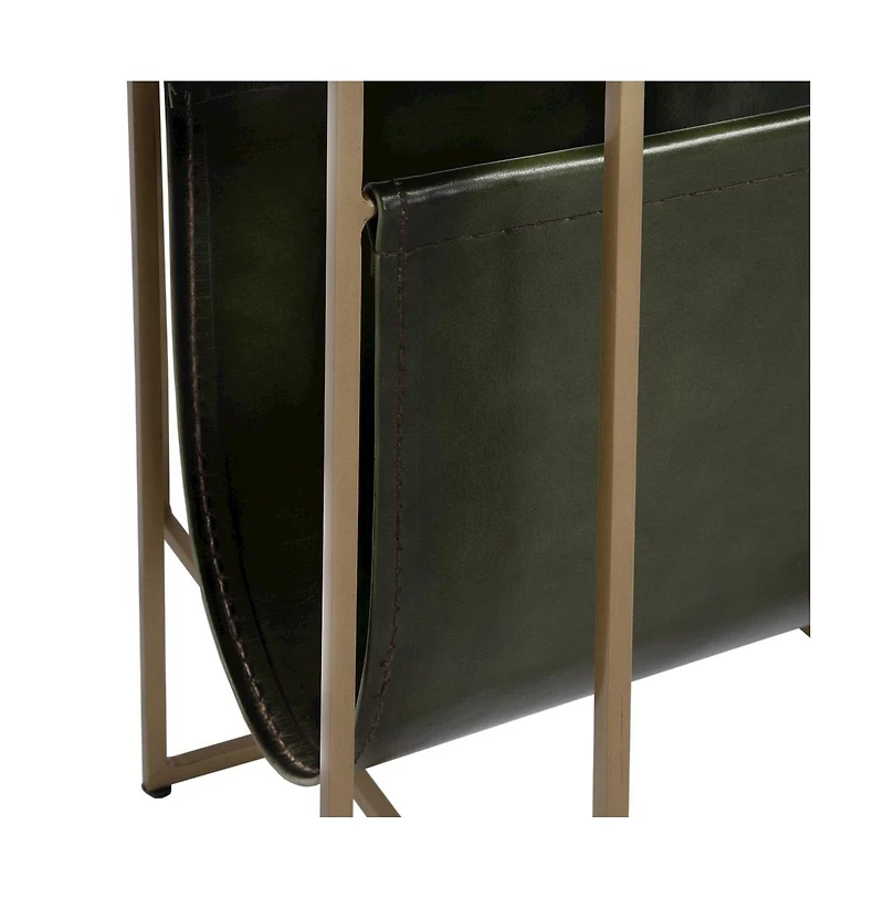 Butler Specialty Stephanik 20.25 in. W Rectangular Marble and Leather Magazine Side Table