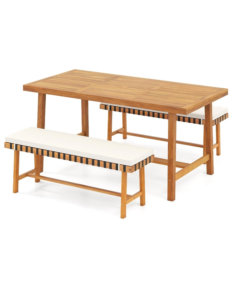 Slickblue Farmhouse Patio Dining Set 3 Piece for 4 Person Outdoor Use