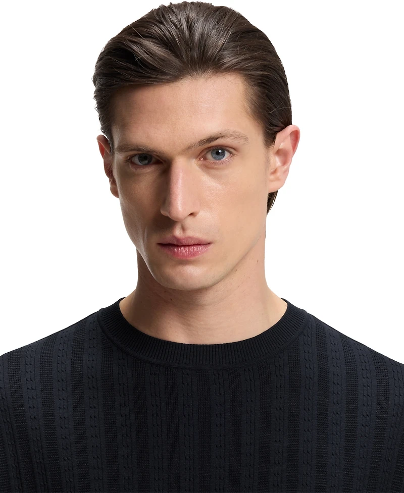 Boss by Hugo Men's Cotton-Silk Cable-Knit T-Shirt