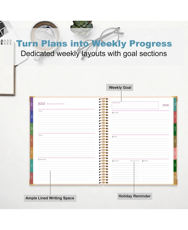 Gnuadz Planner 2026-2027 Marble Calendar Spiral Agenda