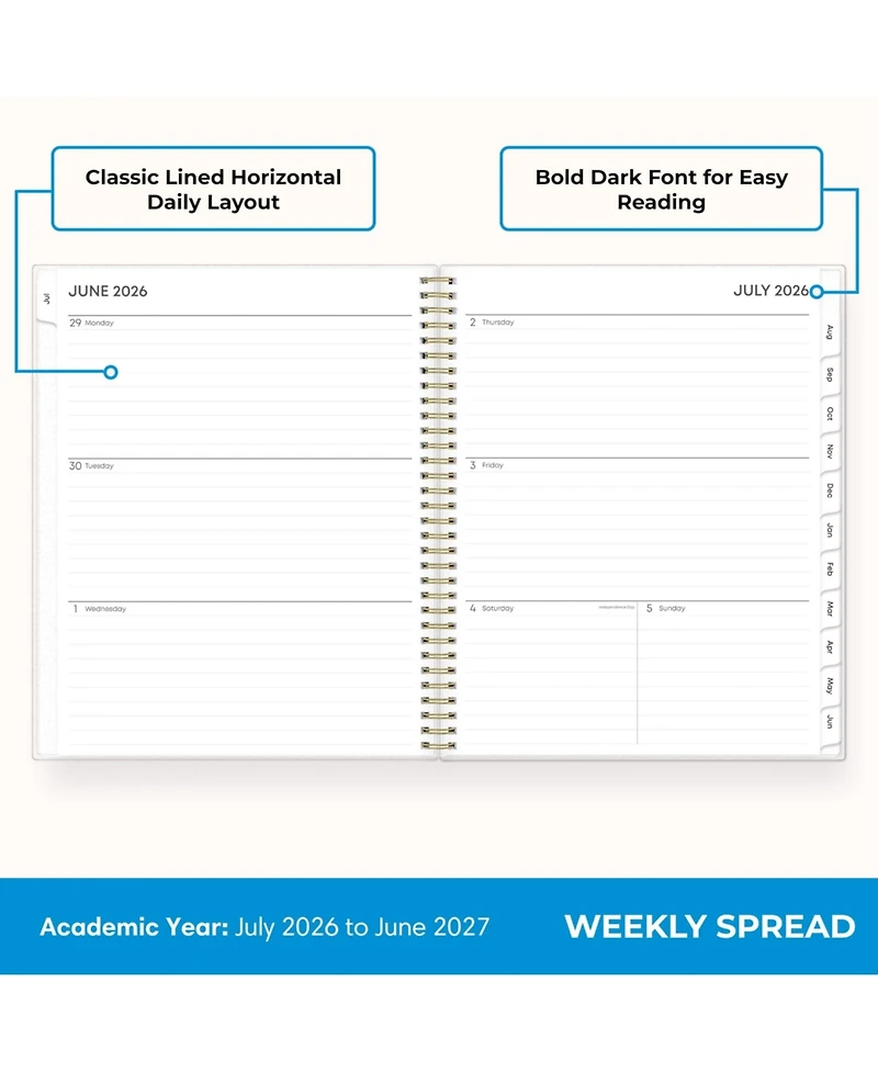 Gnuadz Gemma Academic Planner 2026-2027 Weekly Monthly Wirebound