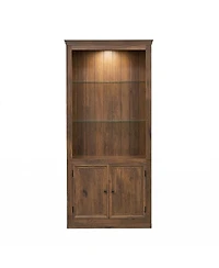 Streamdale Furniture 4-Tier Farmhouse Display Shelf with Led Lights and Glass Shelves