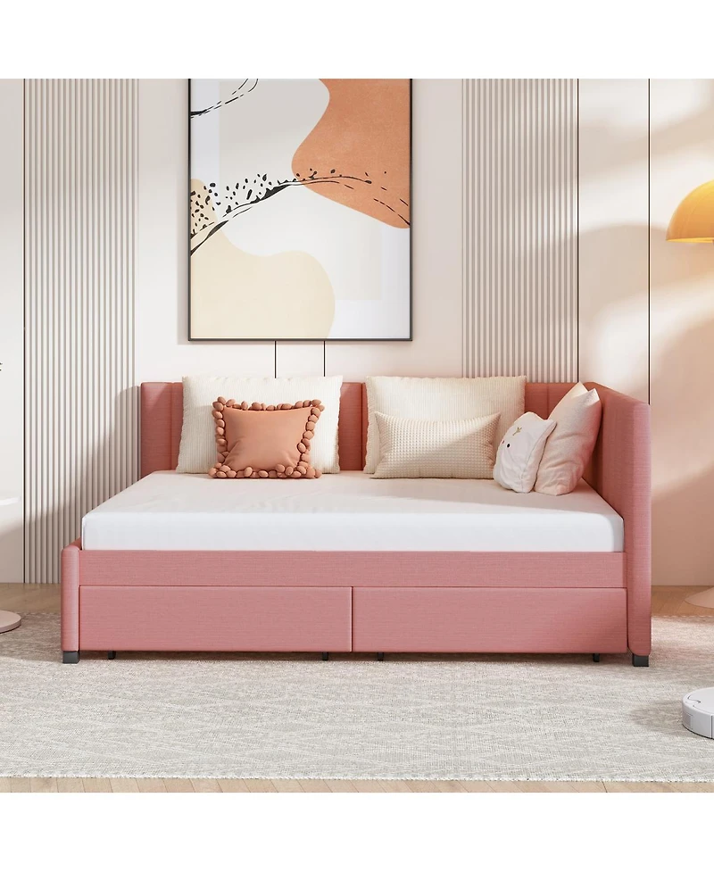 Streamdale Furniture Full Size Upholstered Daybed with 2 Storage Drawers