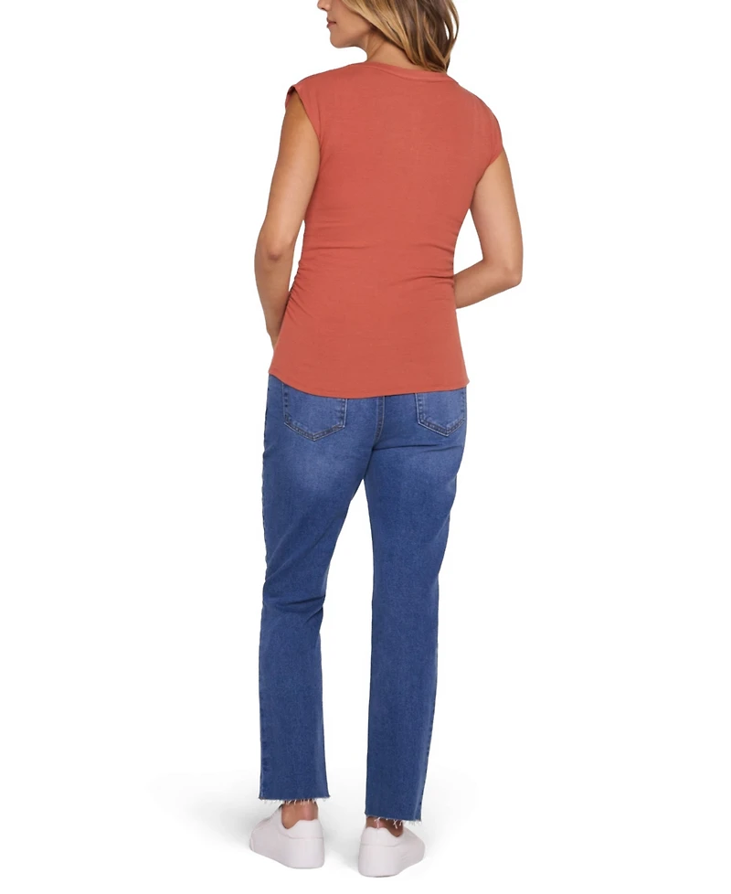 Motherhood Maternity Ruched Henley Muscle Tee