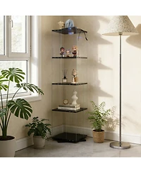 Streamdale Furniture 4-Tier Rotatable Tempered Glass Display Cabinet with Remote Led Light