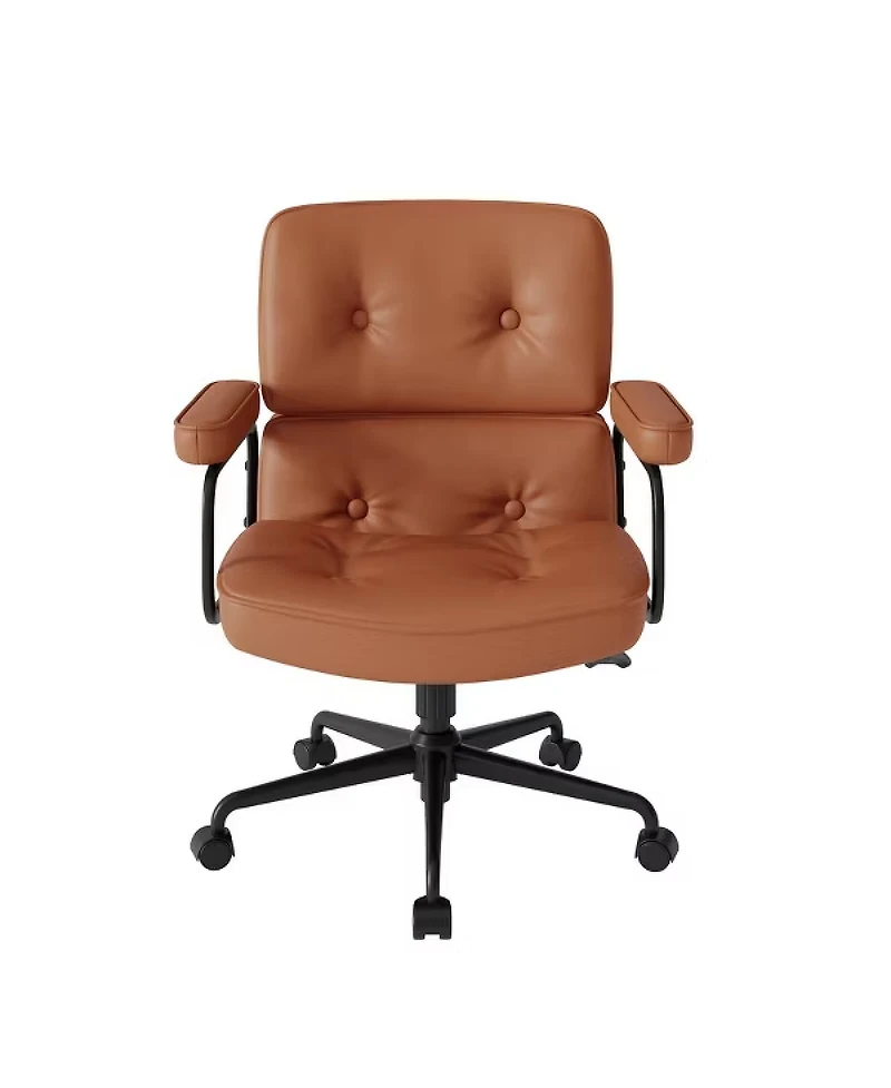 Streamdale Furniture Ergonomic Pu Leather Office Chair with Heavy-Duty Metal Base and Adjustable Arms