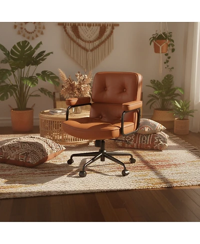Streamdale Furniture Ergonomic Pu Leather Office Chair with Heavy-Duty Metal Base and Adjustable Arms