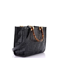 Pre-Owned Fendi Small Sunshine Shopper Tote Zucca Embossed Leather