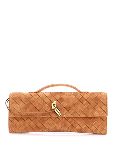 Pre-Owned Bottega Veneta Long Andiamo Top Handle Clutch Intrecciato Suede