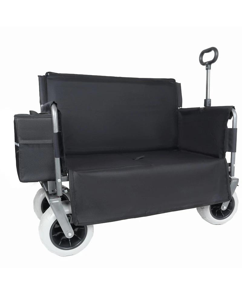 Streamdale Furniture 3-in-1 Folding Wagon with Bench Seat, 500 lbs Capacity, All-Terrain Tires