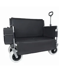 Streamdale Furniture 3-in-1 Folding Wagon with Bench Seat, 500 lbs Capacity, All-Terrain Tires