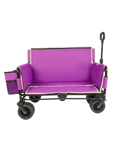 Streamdale Furniture 3-in-1 Folding Wagon Cart with Bench Seat, 500lbs Capacity