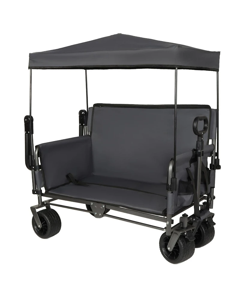 Streamdale Furniture Streamdale 3-in-1 Folding Wagon Cart with Bench, Canopy, and Storage