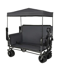 Streamdale Furniture Streamdale 3-in-1 Folding Wagon Cart with Bench, Canopy, and Storage
