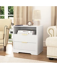 Streamdale Furniture Nightstand with Charging Station, Smart Night Light and Storage Cabinet