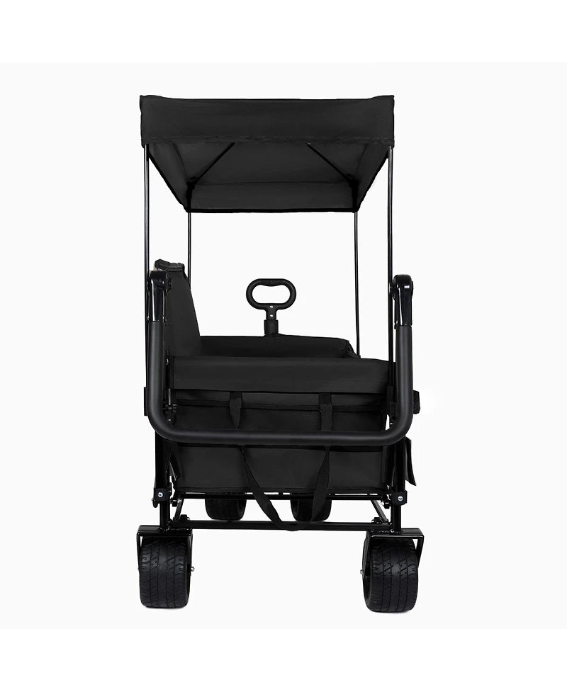 Streamdale Furniture 3-in-1 Folding Wagon Cart with Bench Seat, Canopy and Storage, 500lbs Capacity