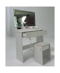 Streamdale Furniture 31" x 20" Led Vanity Table with Mirror, Stool, and Adjustable Lighting