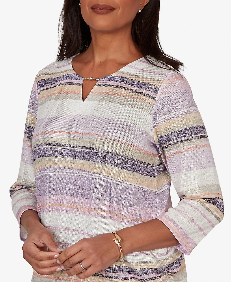 Alfred Dunner Women's Grand Bazaar Mixed Stripe Knit Top