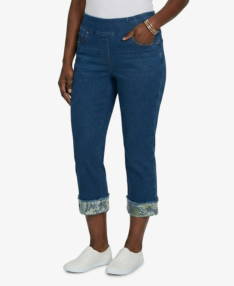 Alfred Dunner Women's Indigo Girls Sequin Embellished Ankle Jeans