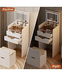 Streamdale Furniture 3-in-1 Multifunctional Dressing Table Set with Mirror, Drawers