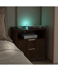 Streamdale Furniture Smart Nightstand with Charging Station and Storage Cabinet