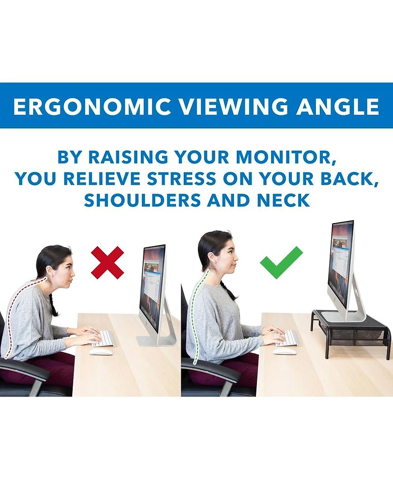 Mount-It! Metal Mesh Monitor Stand with Pull Out Drawer