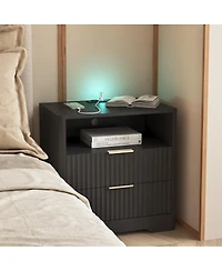 Streamdale Furniture Smart Nightstand with Charging Station, Night Light, and Storage