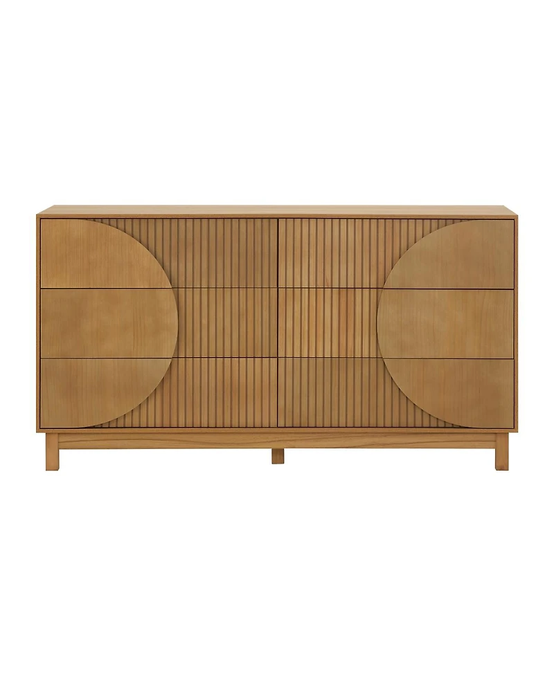 Streamdale Furniture 6-Drawer Fluted Wood Dresser and Storage Chest, 60" Wide