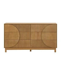 Streamdale Furniture 6-Drawer Fluted Wood Dresser and Storage Chest, 60" Wide