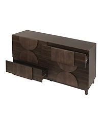 Streamdale Furniture 6-Drawer Fluted Wood Dresser, 60" Wide Storage Cabinet