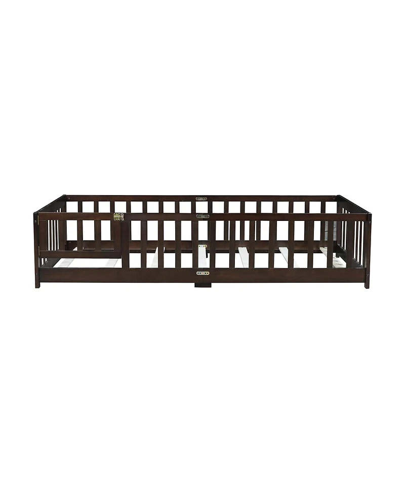 Streamdale Furniture Twin Size Floor Bed with Fence and Door