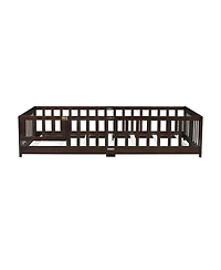 Streamdale Furniture Twin Size Floor Bed with Fence and Door