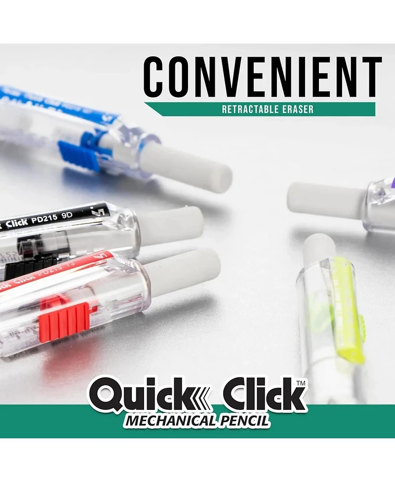 Pentel Quick Click Mechanical Pencil, 0.7mm, Plus Lead and Eraser, 8-pack