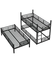 Streamdale Furniture Twin Over Twin Over Twin Metal Triple Bunk Bed with Safety Guardrails