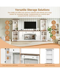 Streamdale Furniture 3-Piece Farmhouse Tv Stand Set with Curved Cabinets for TVs Up to 70