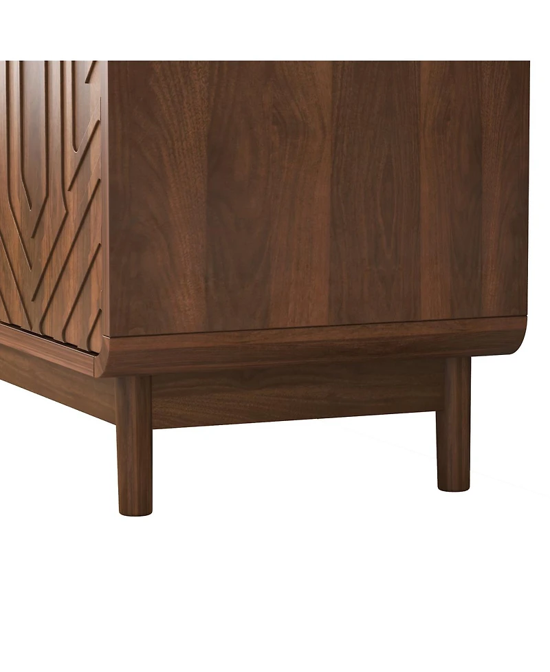 Streamdale Furniture Walnut-Finish Carved Storage Cabinet with Adjustable Shelves