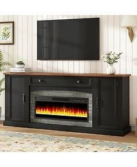 Streamdale Furniture Farmhouse Electric Fireplace Tv Stand for TVs up to 70", Walnut