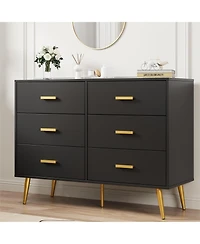 homfan 6-Drawer Dresser for Bedroom, Cabinet with Elevated Base, Fabric Storage Tower, Steel Frame, Chest Drawers Organizer Closet, Living Room