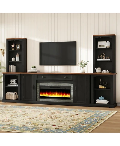 Streamdale Furniture 3-Piece Electric Fireplace Entertainment Center for TVs Up to 70"