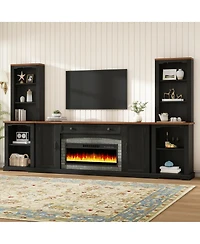 Streamdale Furniture 3-Piece Electric Fireplace Entertainment Center for TVs Up to 70"