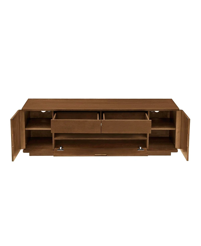 Streamdale Furniture 59" Mid-Century Modern Walnut Tv Stand with Storage and Drawers