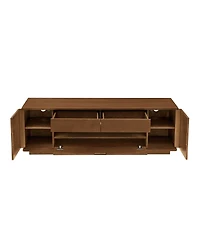Streamdale Furniture 59" Mid-Century Modern Walnut Tv Stand with Storage and Drawers
