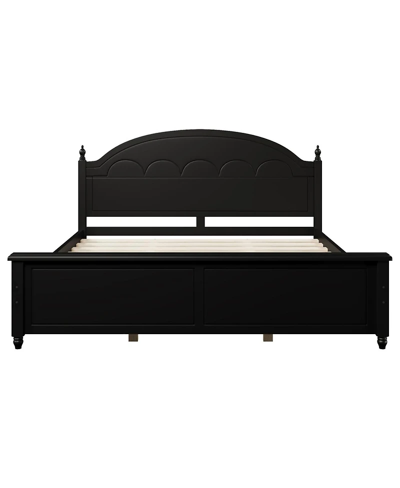 Streamdale Furniture King size Wooden Bed Frame with Arched Headboard and Classic Design