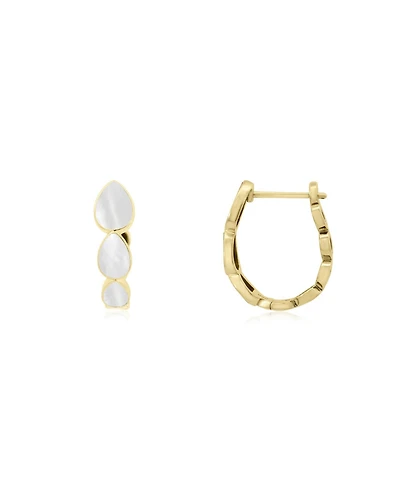 The Lovery Mother of Pearl Inside Out Hoop Earrings 14K Gold-Plated Sterling Silver
