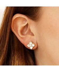 The Lovery Mother of Pearl Cz Flower Stud Earrings 14K Gold-Plated Sterling Silver
