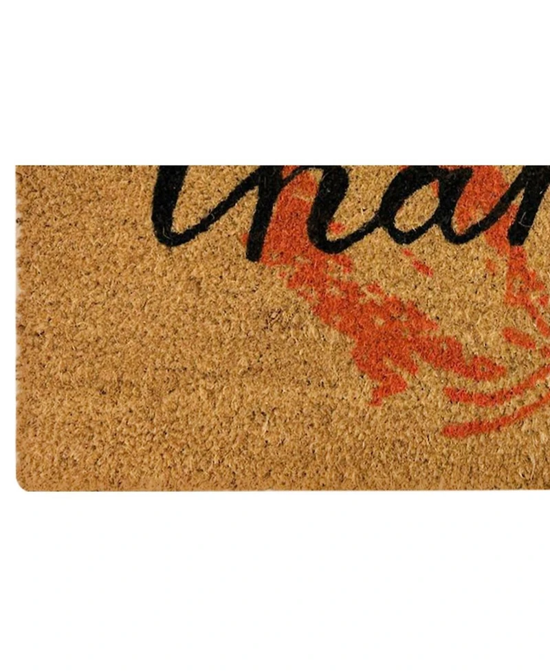 Kate Aurora Fall Harvest Thankful Leaf Bristled Outdoor Welcome Mat