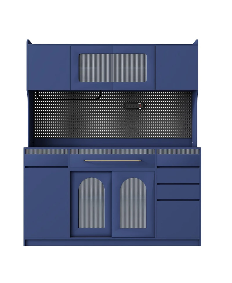 Streamdale Furniture 63'' W Freestanding Buffet with Hutch, Coffee Bar Storage Cabinet