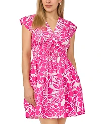 Msk Petite V-Neck Cap-Sleeve Dress